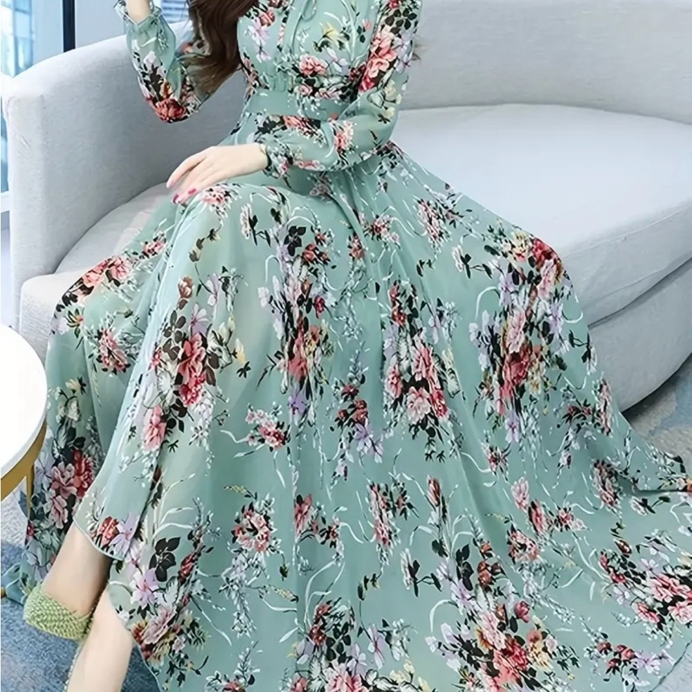Boutine LA Floral Long Sleeve Dress in Green
